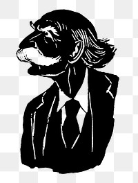PNG Drawing of a senior gentleman silhouette, transparent background