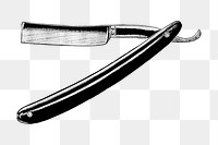 PNG Drawing of a vintage shaving knife, transparent background