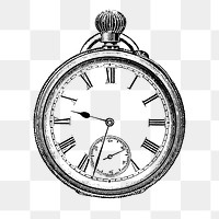 PNG Drawing of a pocket watch, transparent background