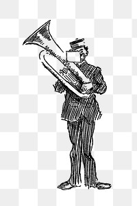 PNG Drawing of a brass musician, transparent background