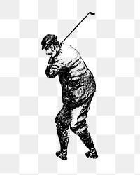PNG Vintage golfer illustration, transparent background