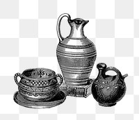 PNG Drawing of Roman vases, transparent background