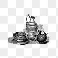 PNG Drawing of Roman vases, transparent background