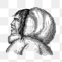 PNG Drawing of a male Eskimo, transparent background