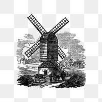 PNG Drawing of a windmill, transparent background