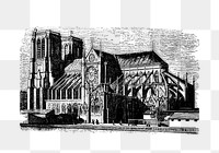 PNG Drawing of a Notre-Dame building, transparent background