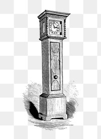 PNG Drawing of a grandfather&#39;s clock, transparent background