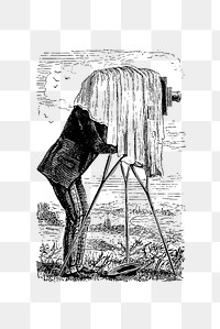 PNG Drawing of a vintage photographer, transparent background