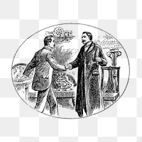 PNG Drawing of men shaking hands together, transparent background