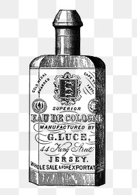 PNG Drawing of a cologne bottle, transparent background