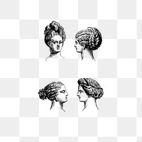 PNG Drawing of feminine hairstyles, transparent background