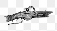 PNG Drawing of a wheel lock gun, transparent background