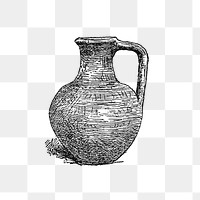 PNG Drawing of an antiques pottery, transparent background