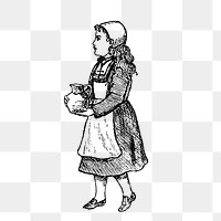 PNG Drawing of a young maid, transparent background