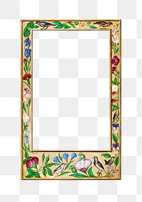 PNG Drawing of a floral frame, transparent background