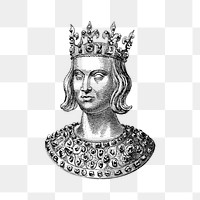 PNG Drawing of a royalty in a crown, transparent background