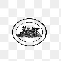 PNG Drawing of a steam engine train stamp, transparent background
