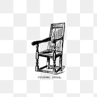 PNG Drawing of a wooden chair, transparent background