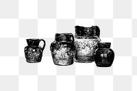 PNG Drawing of pots, transparent background