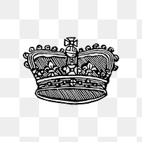 PNG Vintage Victorian style crown engraving, transparent background