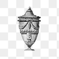 PNG Vintage Victorian style urn engraving, transparent background