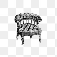 PNG Vintage Victorian style chair engraving, transparent background