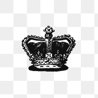 PNG Vintage Victorian style crown engraving, transparent background