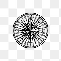 PNG Vintage Victorian style compass engraving, transparent background