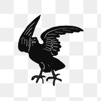 PNG Vintage Victorian style crow engraving, transparent background