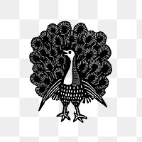 PNG Vintage Victorian style peacock engraving, transparent background