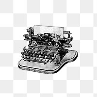 PNG Vintage Victorian style retro typewriter engraving, transparent background