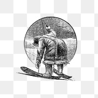 PNG Winter man skiing illustration, transparent background