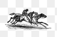 PNG Vintage European style horseback riding race engraving, transparent background