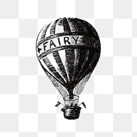 PNG Vintage hot air balloon illustration, transparent background