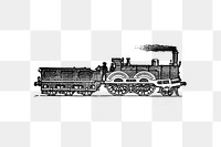 PNG Vintage European style steam locomotive engraving, transparent background