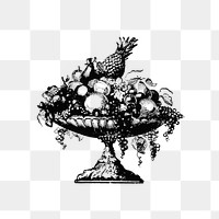 PNG Vintage European style fruit stand engraving, transparent background