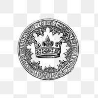 PNG Vintage European style stamp with a crown, transparent background
