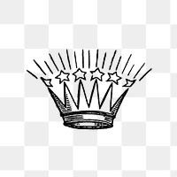 PNG Vintage European style crown engraving, transparent background