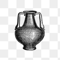 PNG Vintage European style vase illustration engraving, transparent background