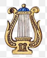 Gold harp music instrument png