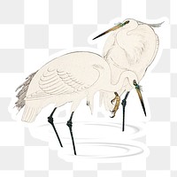 Egret birds sticker with a white border design element