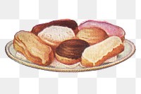 Vintage hand drawn assorted eclairs design element