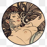 Art nouveau png woman, remixed from the artworks of <a href="https://www.rawpixel.com/search/Alphonse%20Maria%20Mucha?sort=curated&amp;page=1">Alphonse Maria Mucha</a>