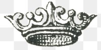 Vintage png crown engraving hand drawn illustration