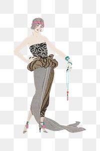 1920s women&#39;s fashion png, remix from artworks by George Barbier