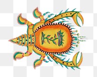 Ancient crab png sticker, aquatic animal colorful illustration, remix from the artwork of Louis Renard