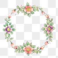 Vintage png floral frame, remixed from Noritake factory china porcelain tableware design