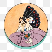 Png Victorian lady illustration, remixed from Noritake factory compact cover design