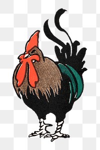 Rooster png sticker animal art print, remixed from artworks by Edward Penfield