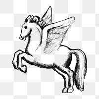 Pegasus png sticker vintage illustration, remixed from artworks from Leo Gestel